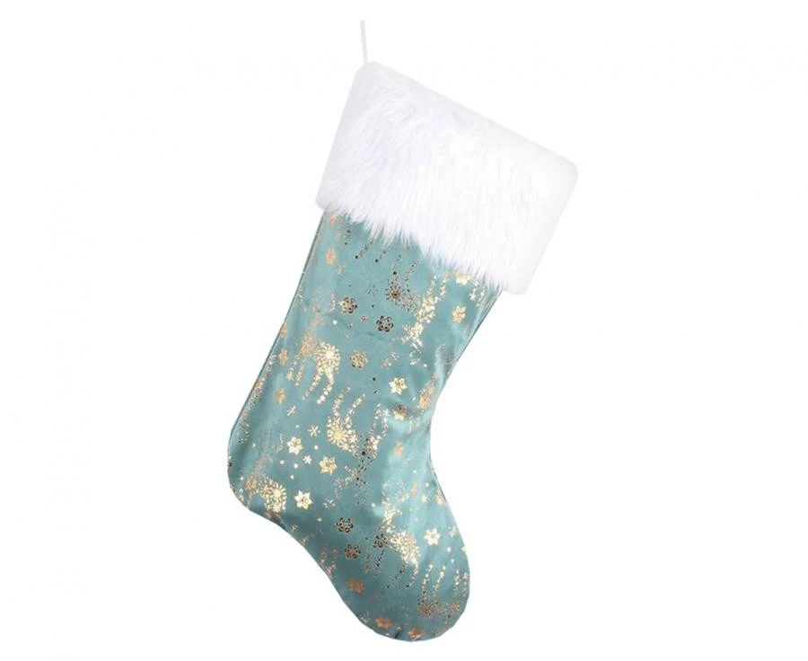 Rénszarvas Frosty Blue Karácsonyi kandalló zokni, csizma 49 cm