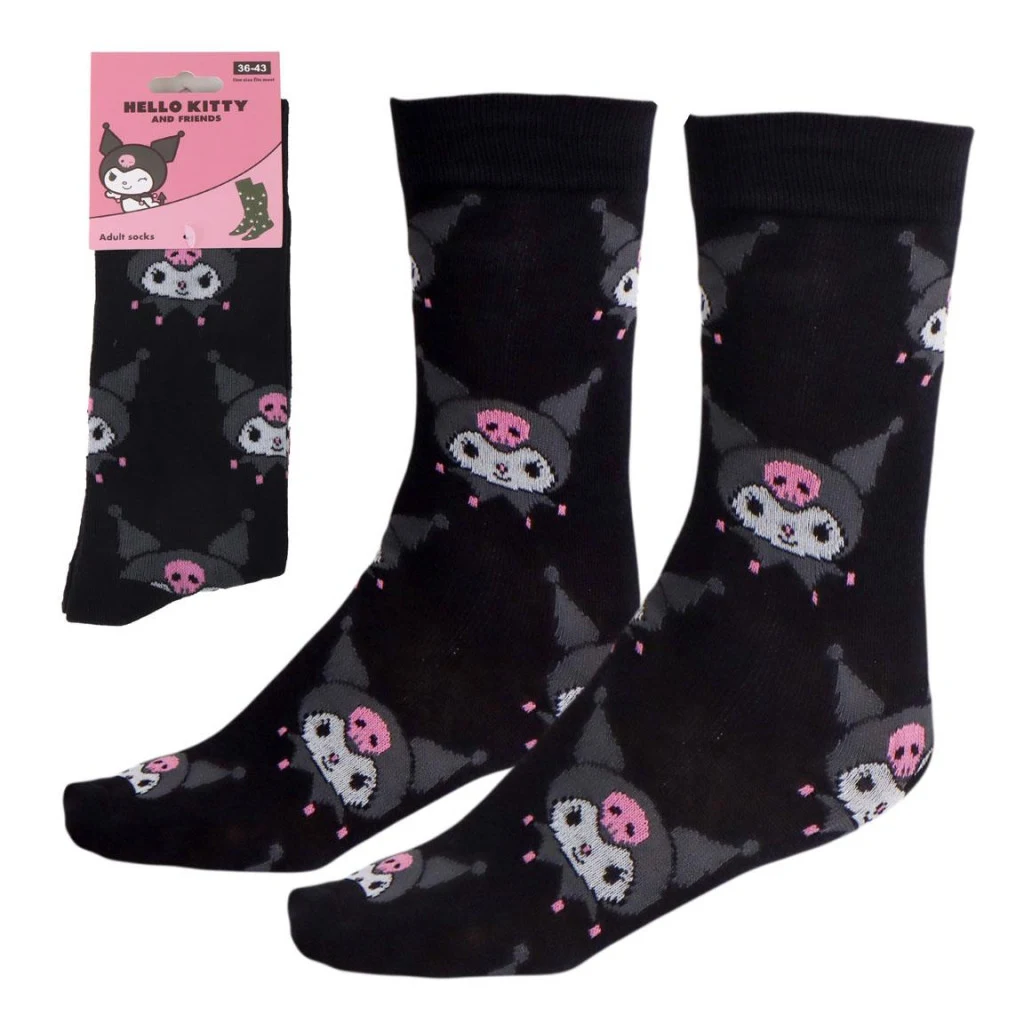 Hello Kitty Kuromi Black felnőtt hosszú szárú zokni 36/43
