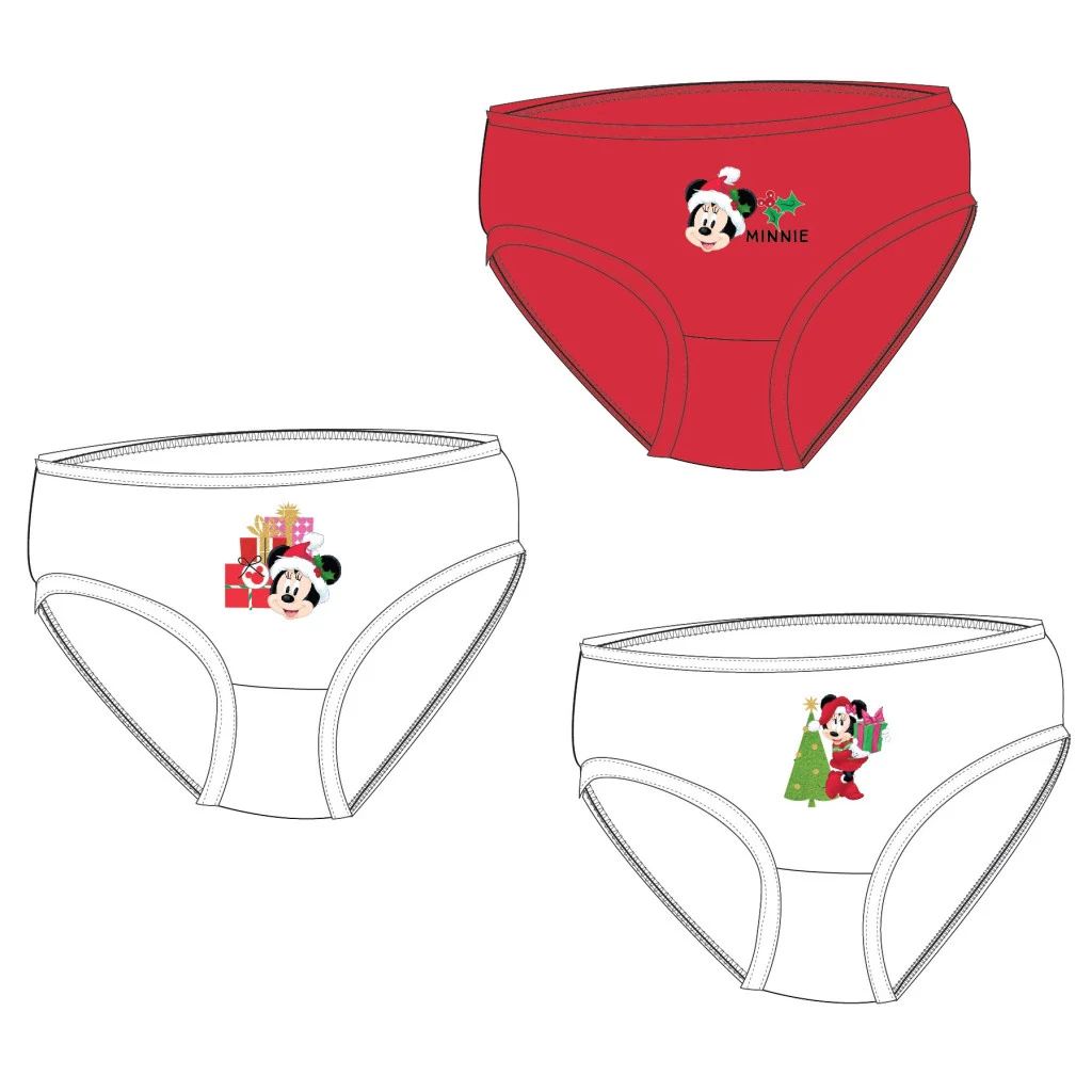Disney Minnie Gift Giving Karácsonyi gyerek fehérnemű, bugyi 3 darab/csomag 2 - 8 év / 92 - 128 cm