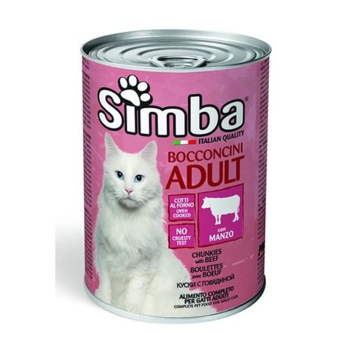 MONGE SIMBA Cat Chunks with beef 415g konzerv felnőtt macskáknak marhahússal