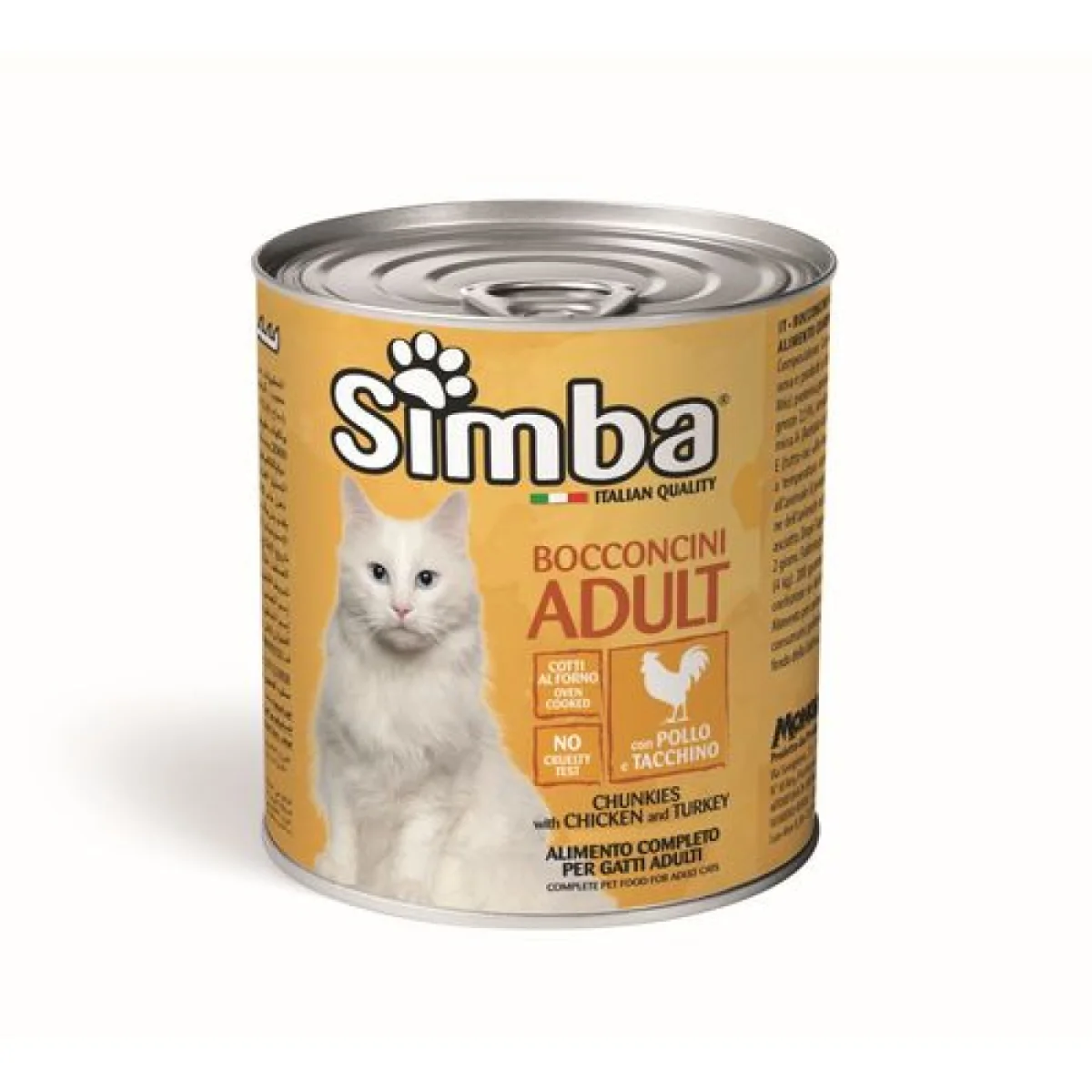 MONGE SIMBA Cat Chunks with Chicken and Turkey konzerv felnőtt macskáknak csirke és pulykahússal 720g