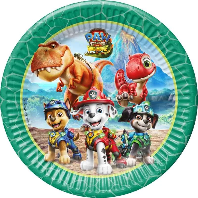 Mancs Őrjárat Dino Movie papírtányér 8 db-os 23 cm FSC