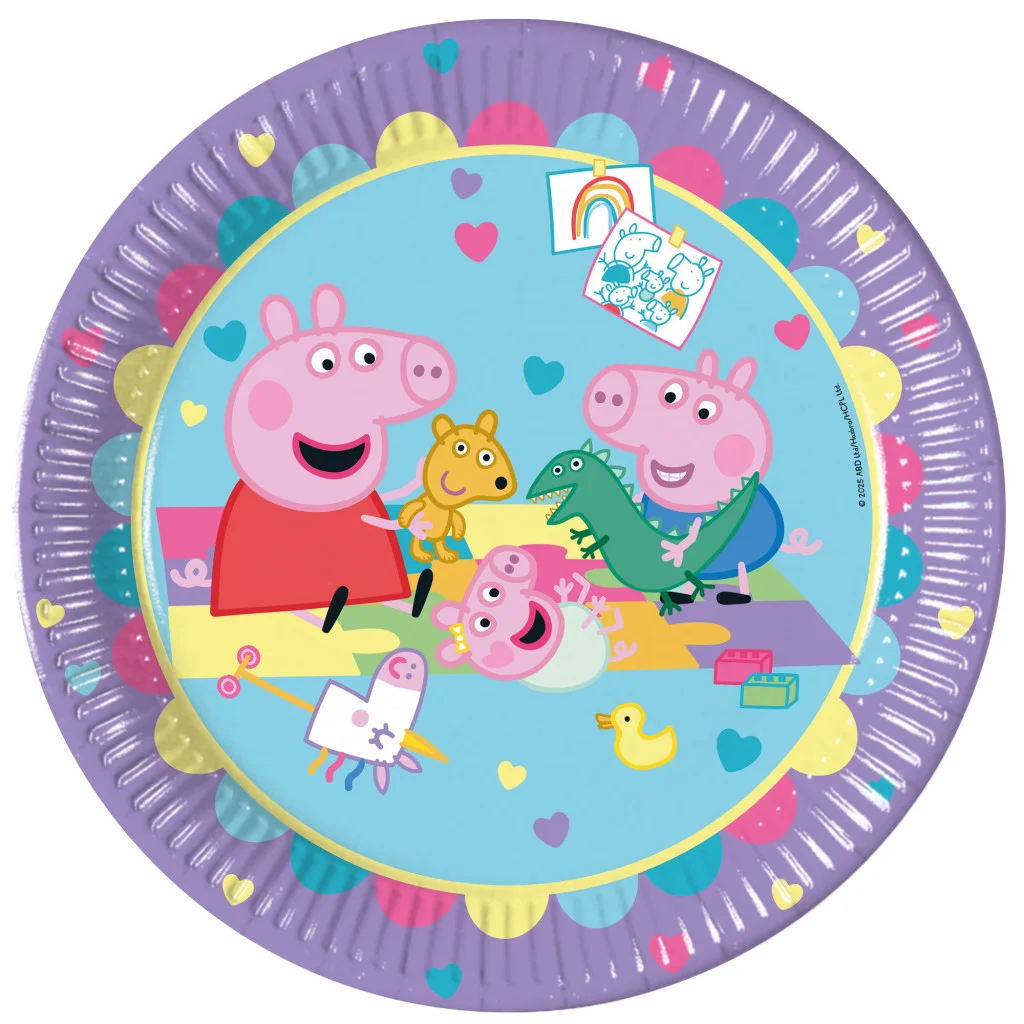 Peppa malac With Love papírtányér 8 db-os 23 cm FSC
