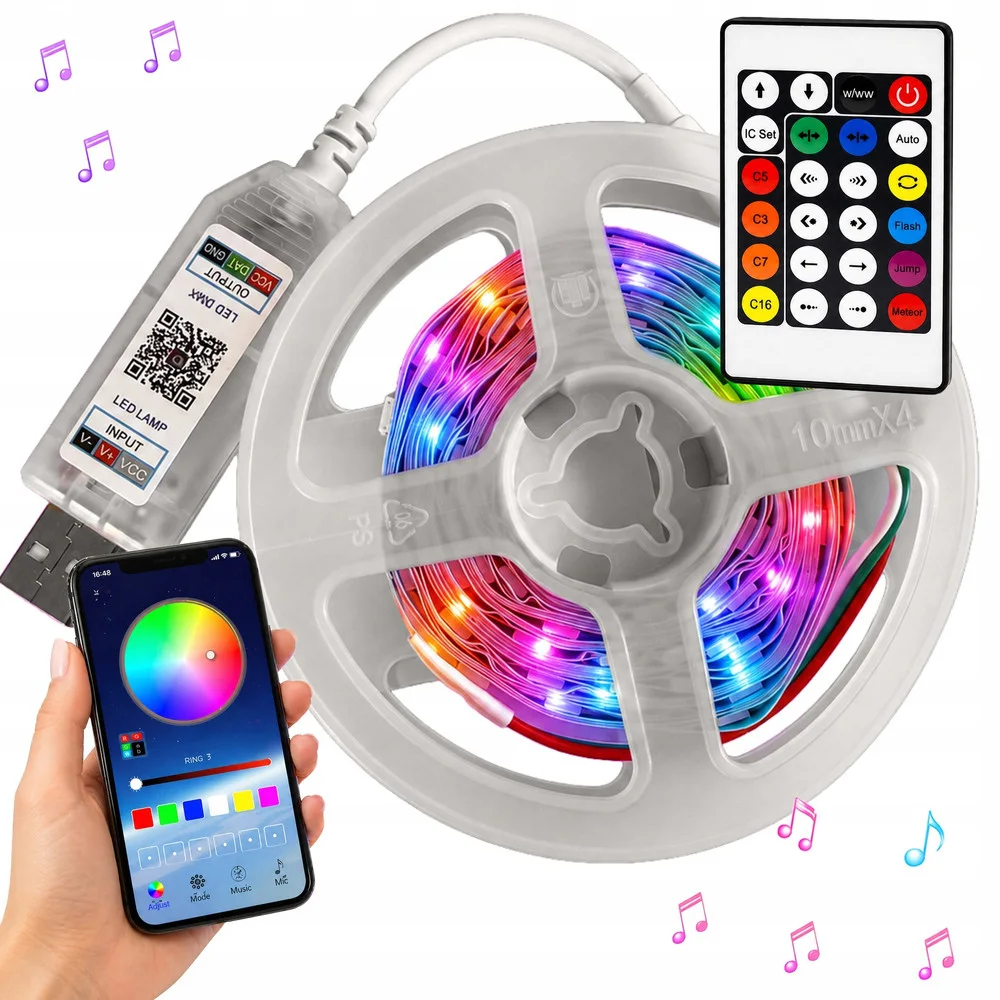 Neon LED szalag 5m RGB Bluetooth távirányító alkal